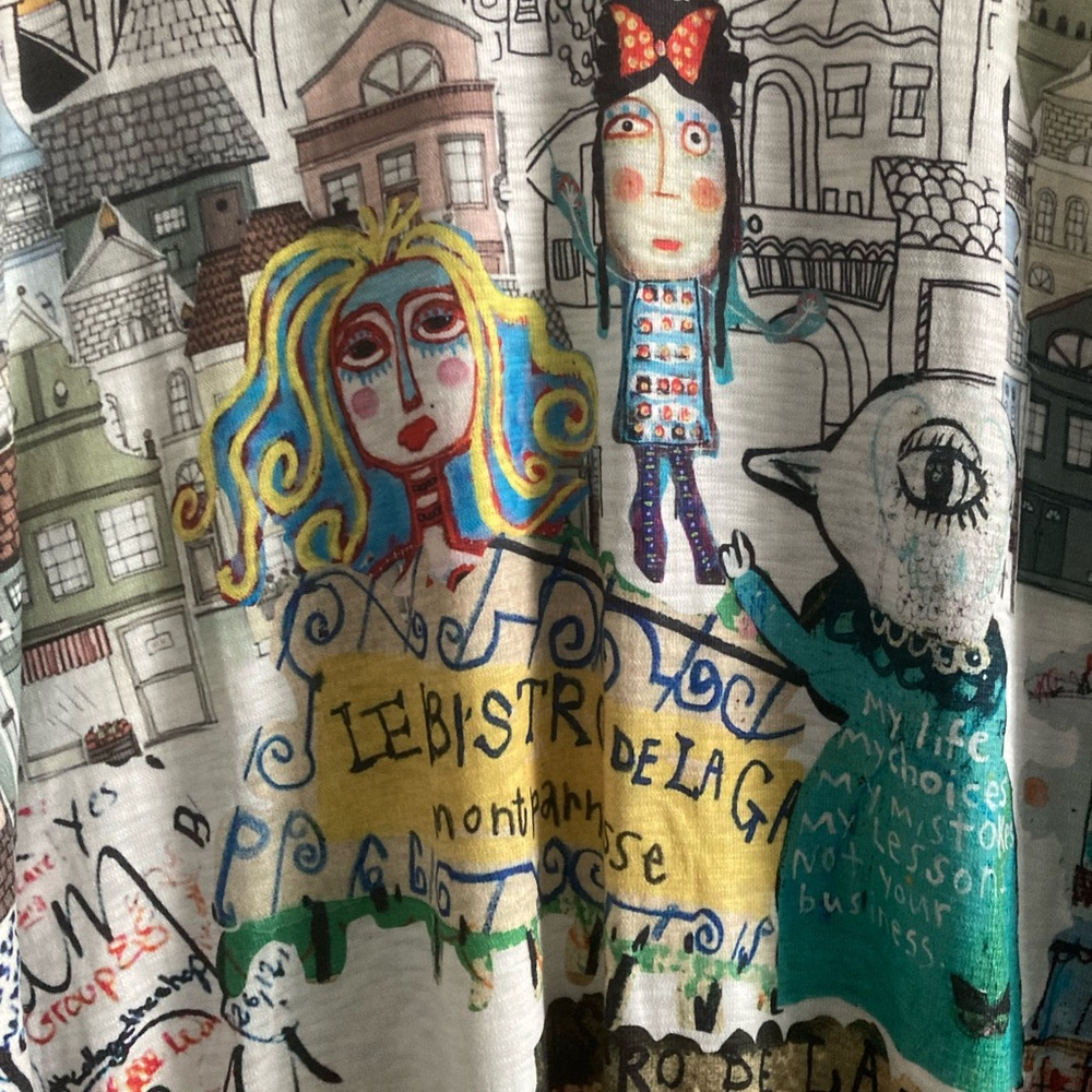 Ina White Midi Dress with Multicolor Cityscape Print - Picture 4 of 4
